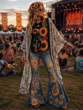 Custom Upcycled Janis Joplin Poncho Top OSFM
